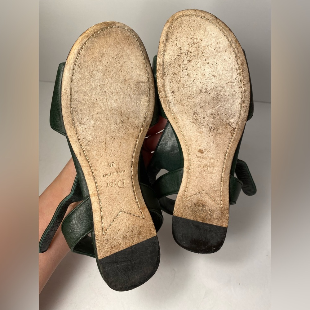 Christian Dior flat leather sandals dark green grey 36 - Picture 10 of 12